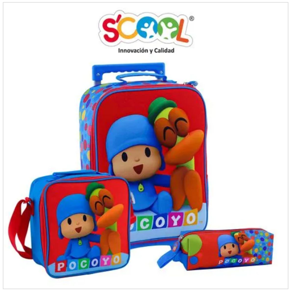 SCOOL - Set Mochila Lonchera Cartuchera Pocoyo - Scool