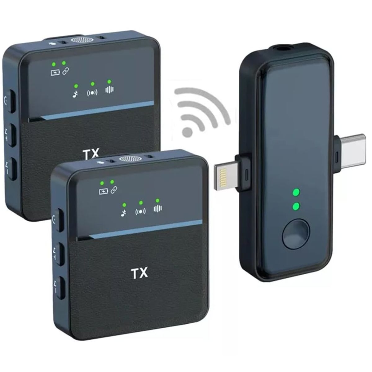 GENERICO - Doble Micrófono Solapa inalámbrico recargable 3 en 1 20 Metros