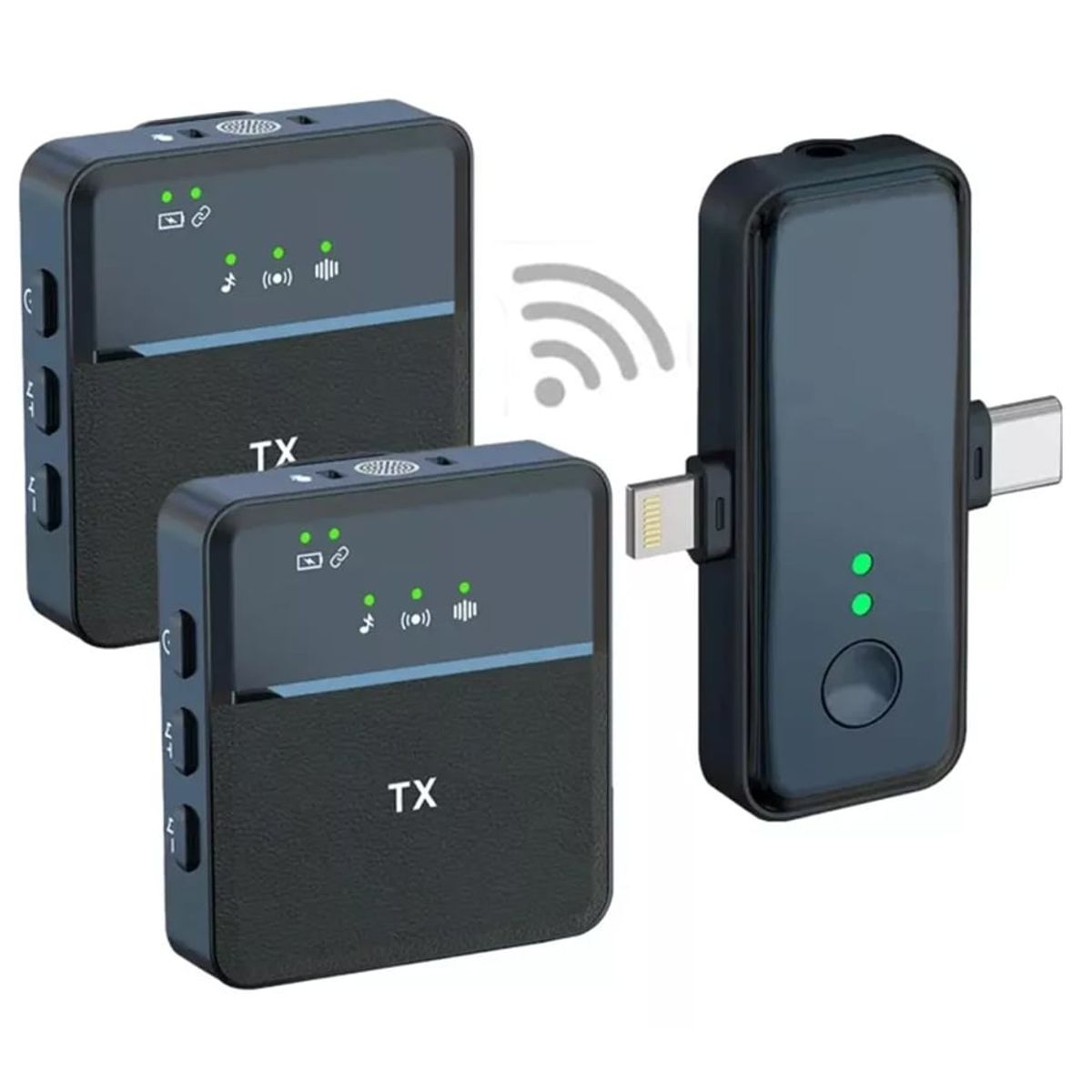 GENERICO - Doble Micrófono Solapa inalámbrico recargable 3 en 1 20 Metros