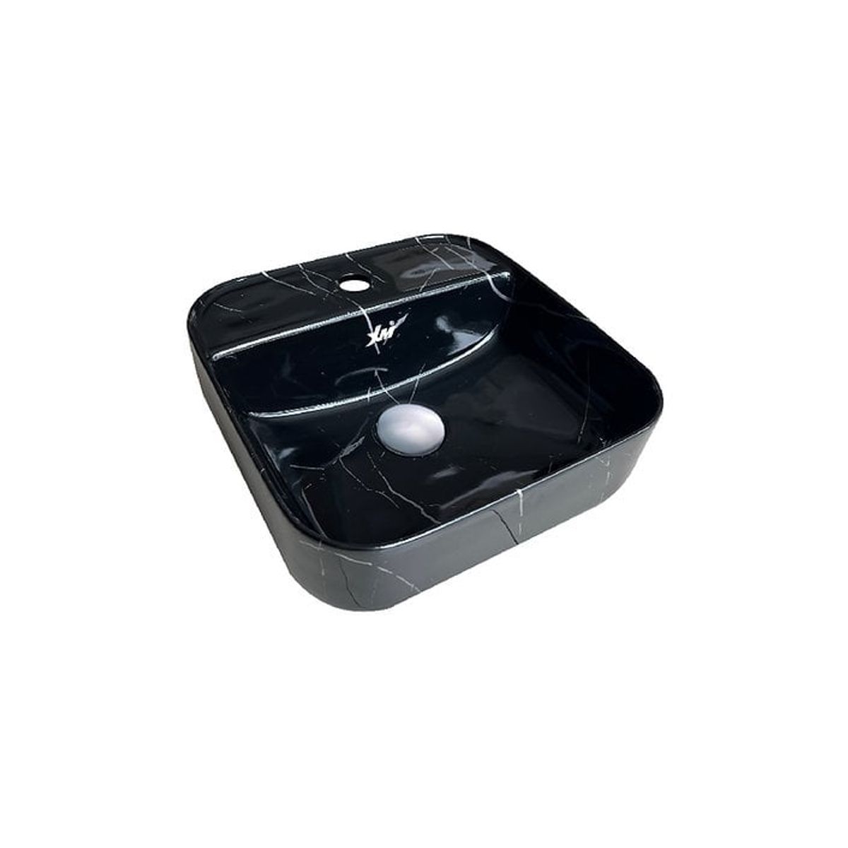 XM - Ovalín de Loza Vitrificada Mármol Negro