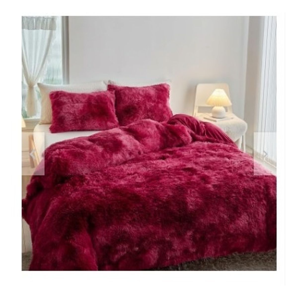 GENERICO - EDREDÓN PIEL DE OSO 2 FUNDAS DE ALMOHADA QUEEN ROJO CEREZA