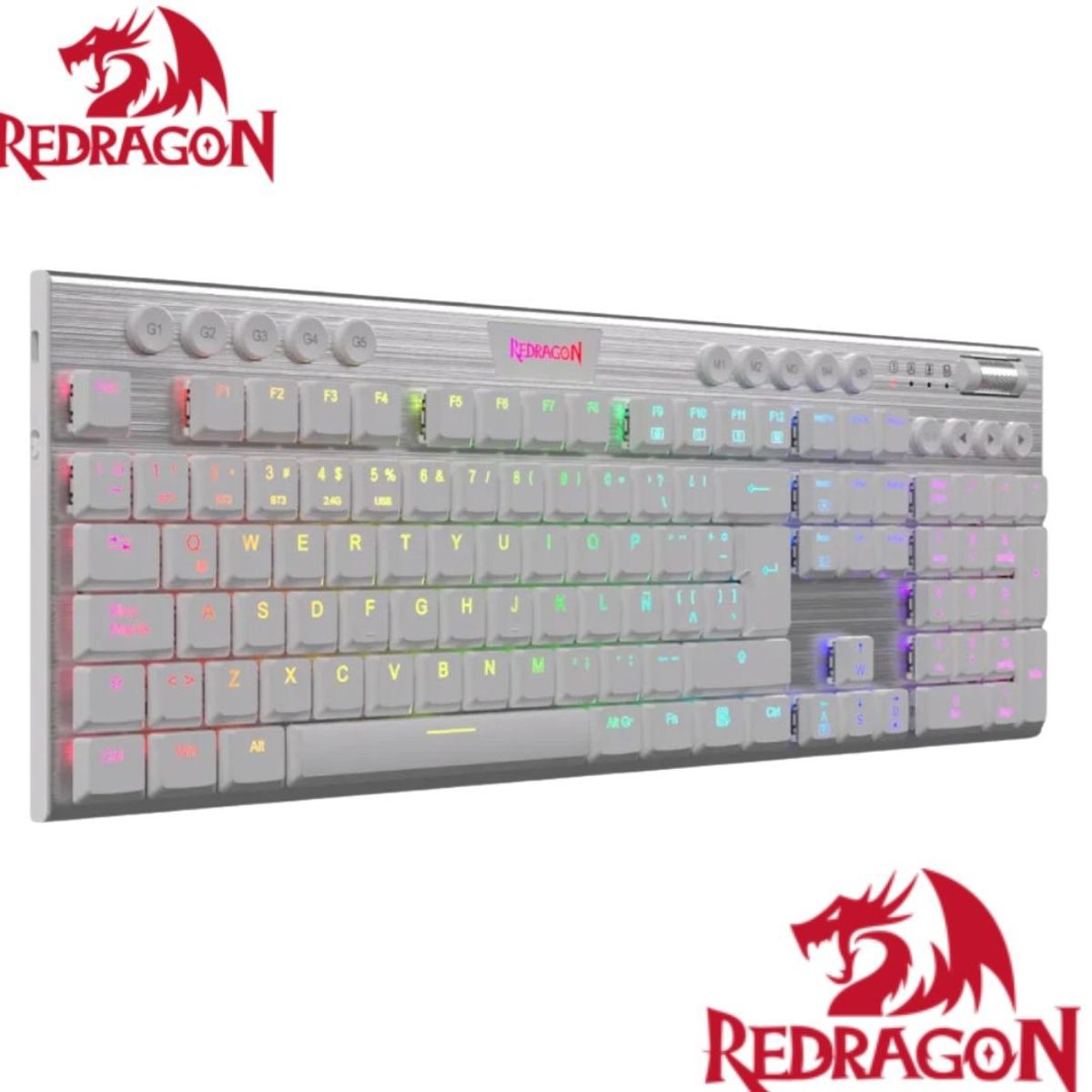 REDRAGON - Teclado Mecánico Redragon HORUS FS K619W-RGB-SP WHITE Cableado