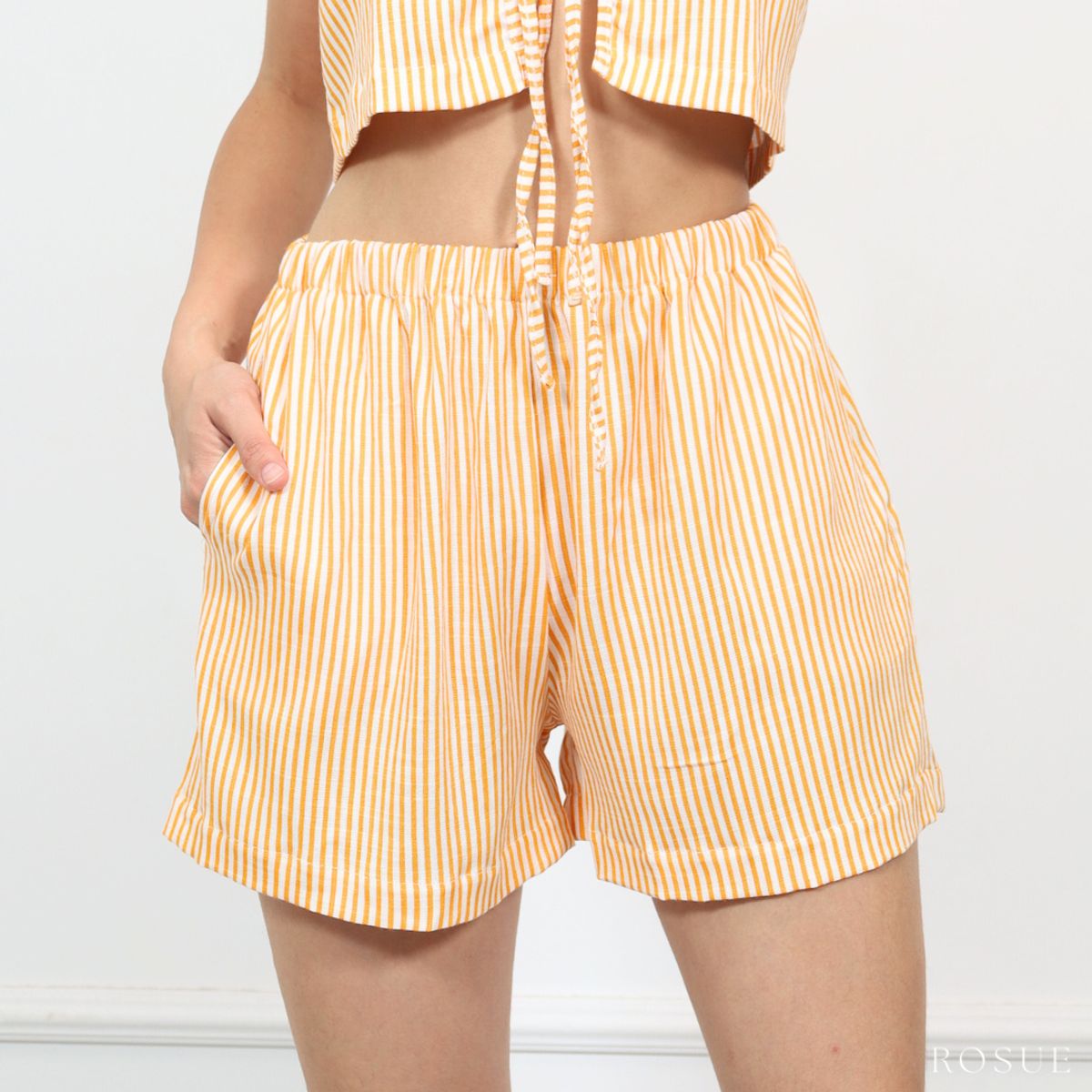 ROSUE - Short verano Lino Rayas con bolsillos