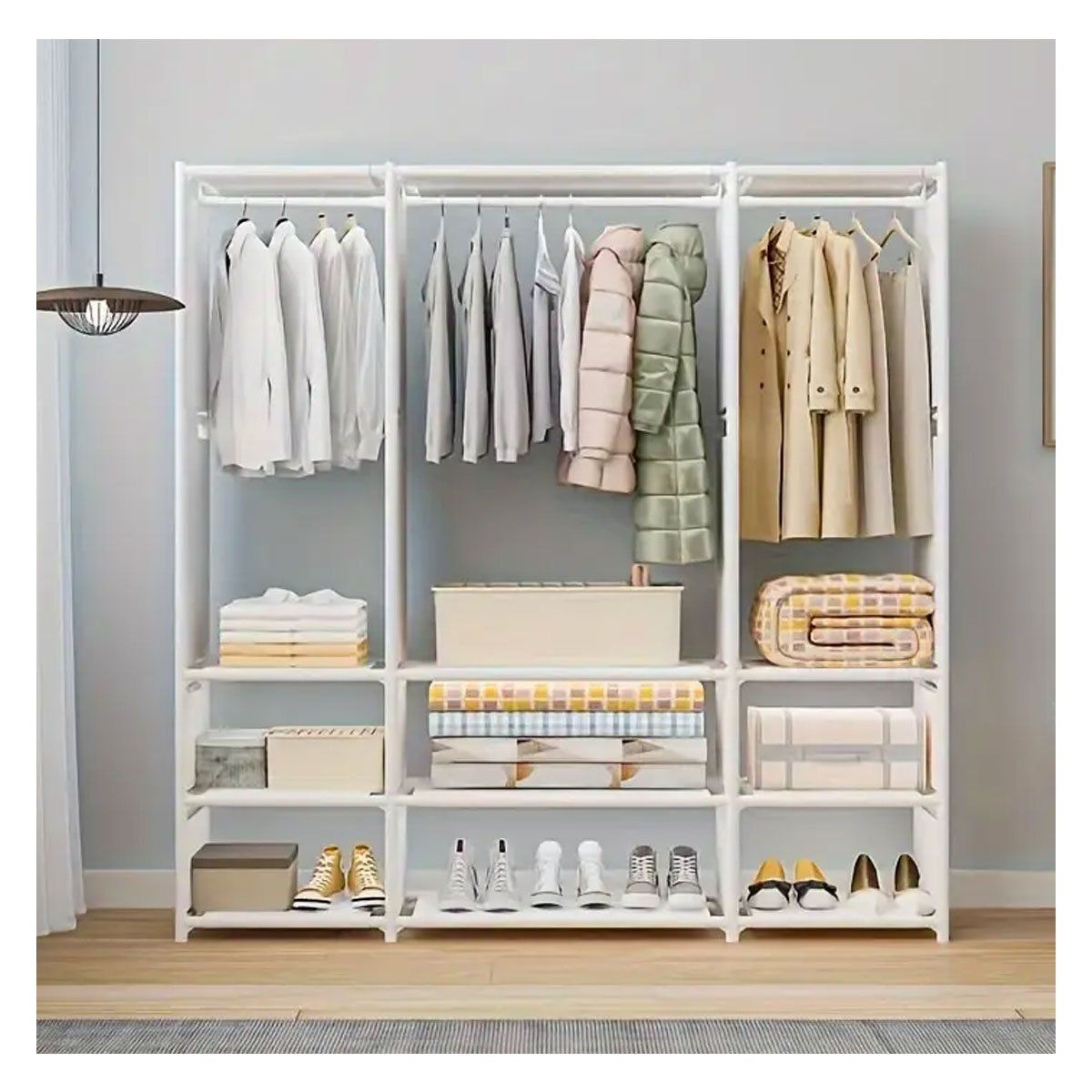 GRETAIL - Ropero Armario Closet Perchero Organizador Ropa 3 Cuerpos Blanco VD3055