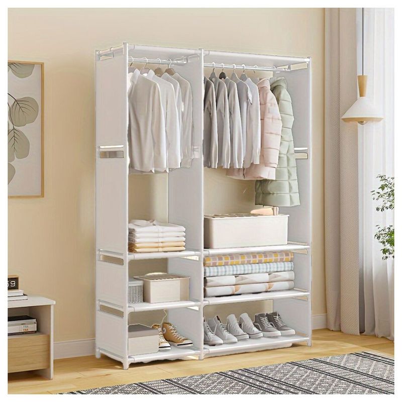 GRETAIL - Ropero Armario Closet Perchero Organizador Ropa 2 Cuerpos Blanco VD3054