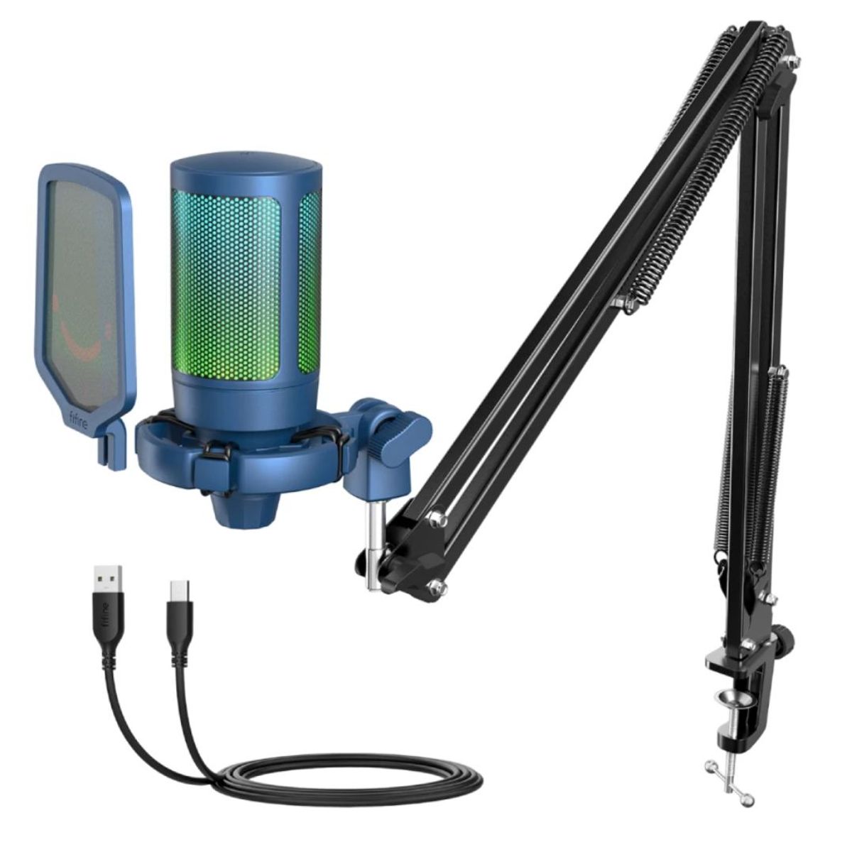 FIFINE - Micrófono Fifine A6T BLUE Soporte de brazo