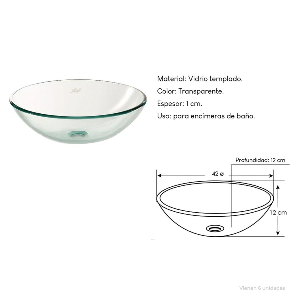 XM - Ovalín Redondo de Vidrio Templado  Transparente