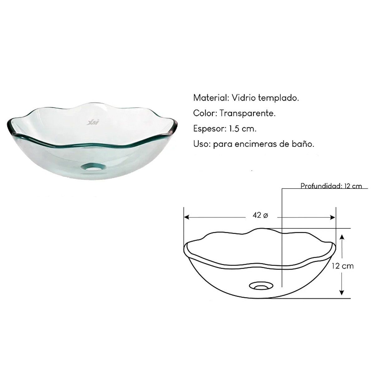 XM - Ovalín Redondo de Vidrio Templado  Transparente