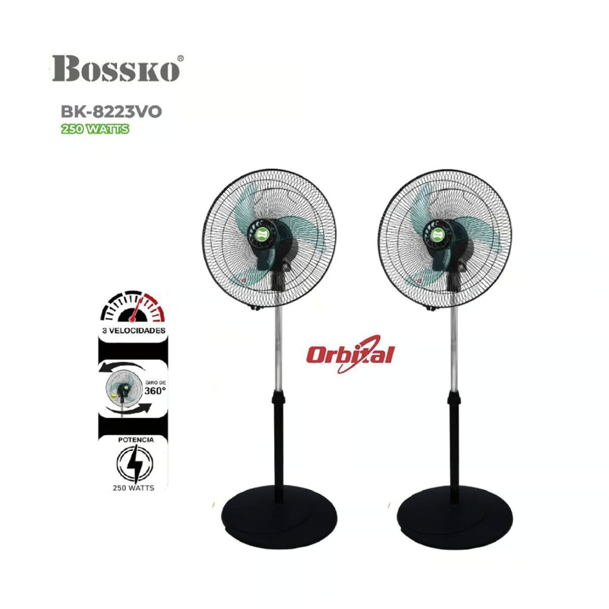 BOSSKO - Ventilador BOSSKO Orbital 2 En 1 BK-8223VO De 16  250w CAJA 2UNID