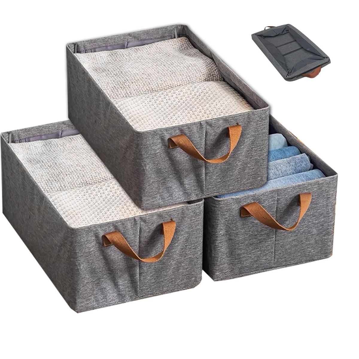 GENERICO - Pack 3 Cestas Organizadora Almacenamiento de Ropa de Gran Capacidad