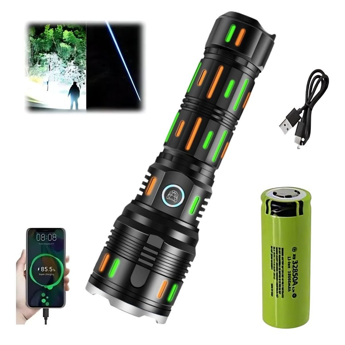 LIDIMI - Linterna LED Potente 3000m Alcance USB-C y Función Power Bank