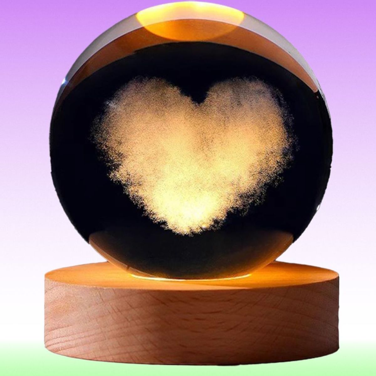 GENERICO - ESFERA DE CRISTAL XL LÁMPARA LED 3D ADORNO DECORATIVO CORAZÓN