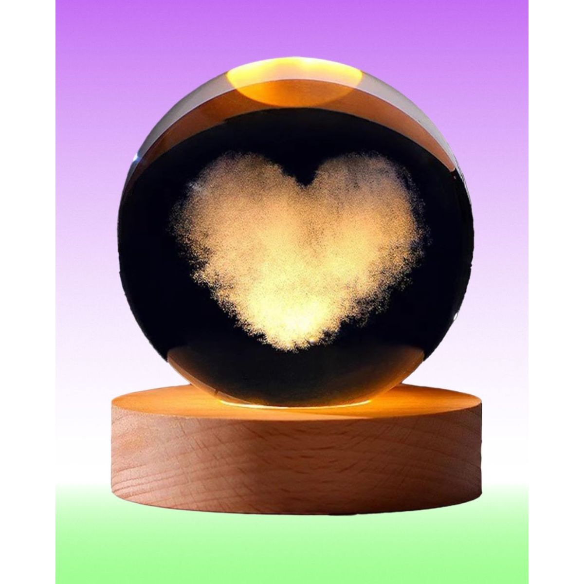 GENERICO - ESFERA DE CRISTAL XL LÁMPARA LED 3D ADORNO DECORATIVO CORAZÓN