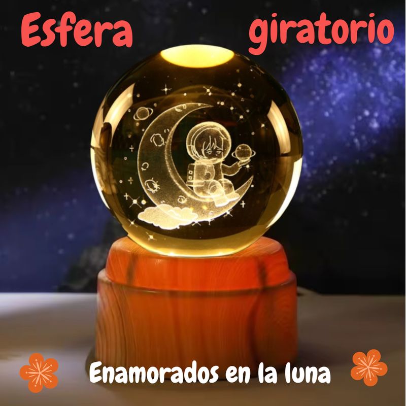 GENERICO - ESFERA CRISTAL GIRATORIO 3D GRANDE LÁMPARA LED ADORNO DECORATIVO