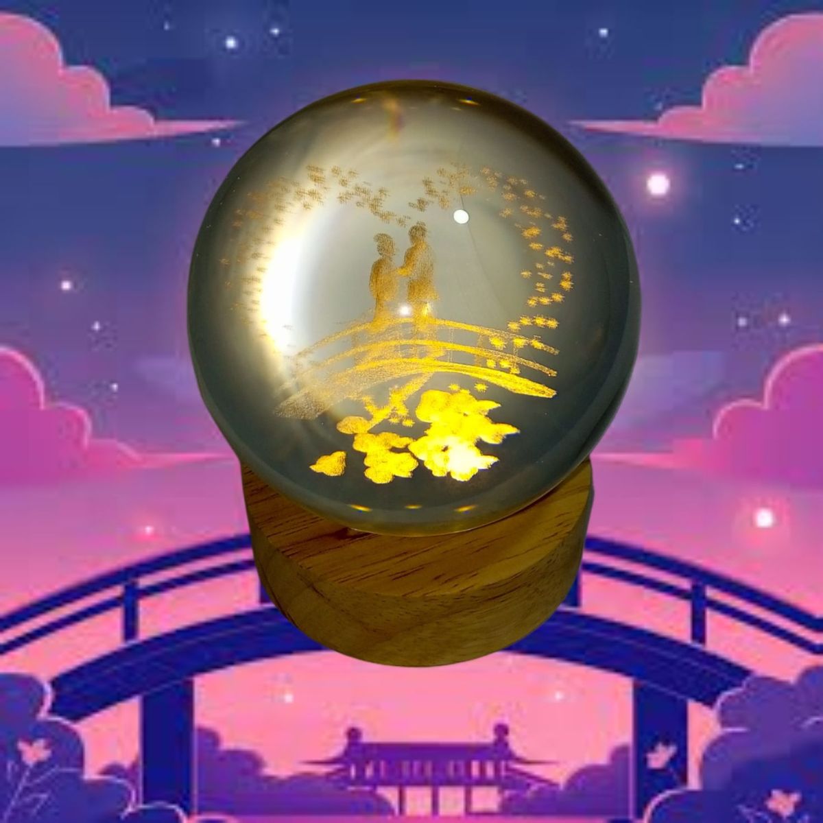 GENERICO - ESFERA DE CRISTAL XL LÁMPARA LED 3D ADORNO DECORATIVO