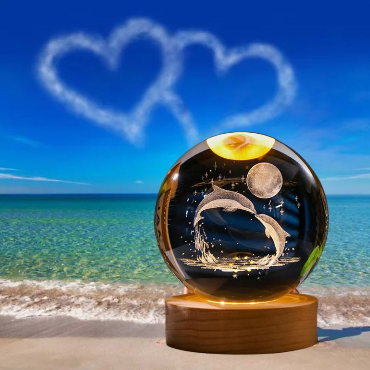 GENERICO - ESFERA DE CRISTAL XL LÁMPARA LED 3D ADORNO DECORATIVO