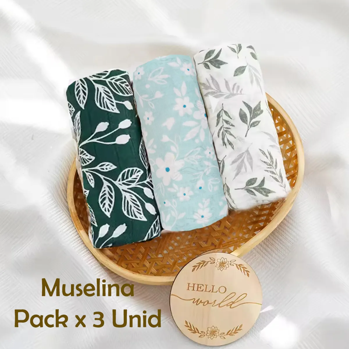 GENERICO - Manta Muselina para Bebé 100% Algodón Pack x 3 Unidades