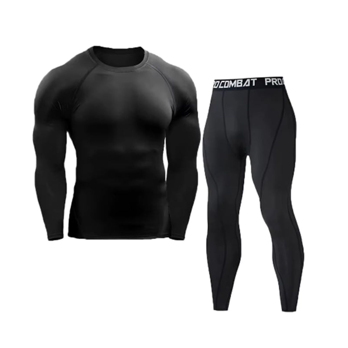 GENERICO - POLO MANGA LARGA Y PANTALÓN DEPORTIVO LICRA COMPRESIÓN - PACK 2 EN 1