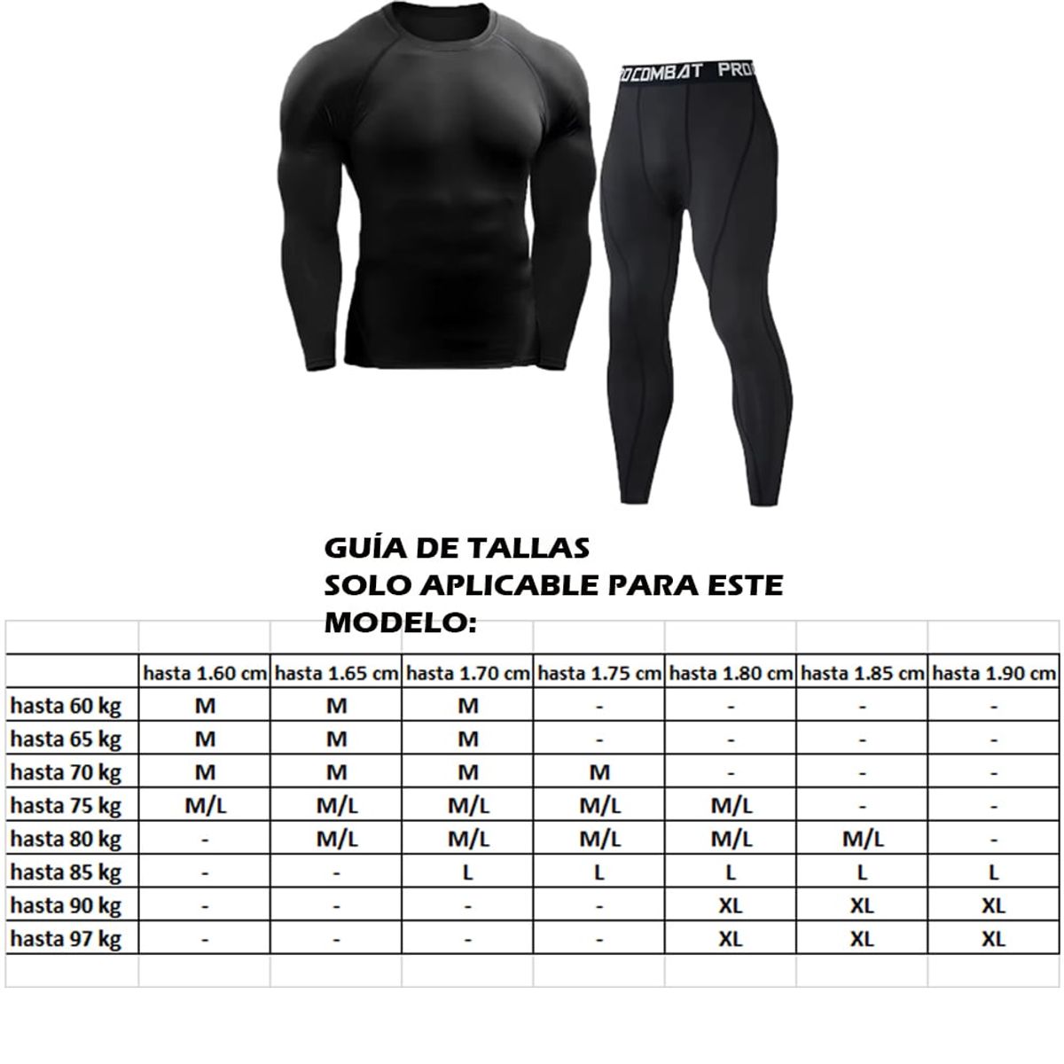 GENERICO - POLO MANGA LARGA Y PANTALÓN DEPORTIVO LICRA COMPRESIÓN - PACK 2 EN 1