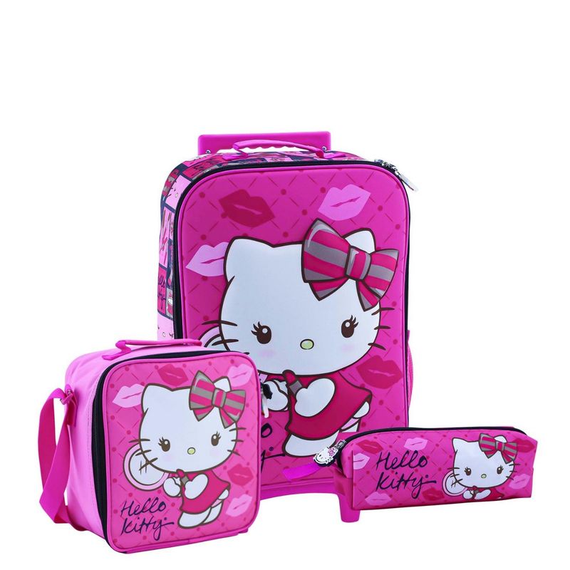 SCOOL - SET MOCHILA HELLO KITTY OFICIO MALETA CARRITO LONCHERA CARTUCHERA