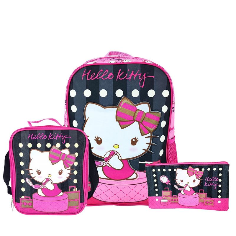 SCOOL - SET MOCHILA HELLO KITTY OFICIO ESPALDA  LONCHERA CARTUCHERA OFERTA