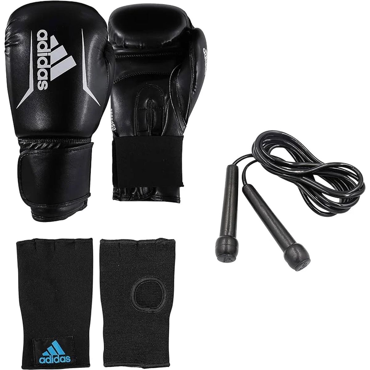 ADIDAS - KIT DE BOXEO ADULTO BLACK/WHITE 08 OZ