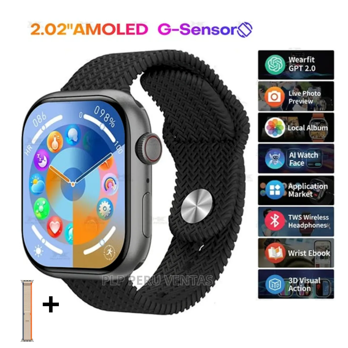 OEM - Smartwatch HK10 Pro+ Serie 10 2GB Amoled ChatGPT Black