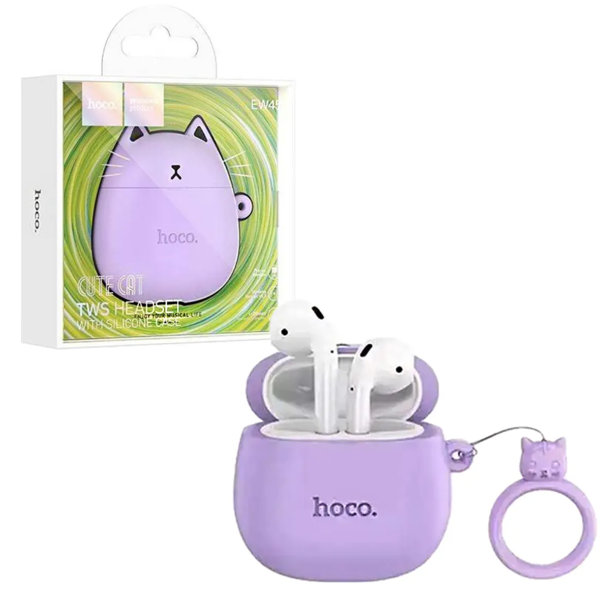 EWTTO - Audifonos Bluetooth Tws Hoco Ew45 Gato Color Lila