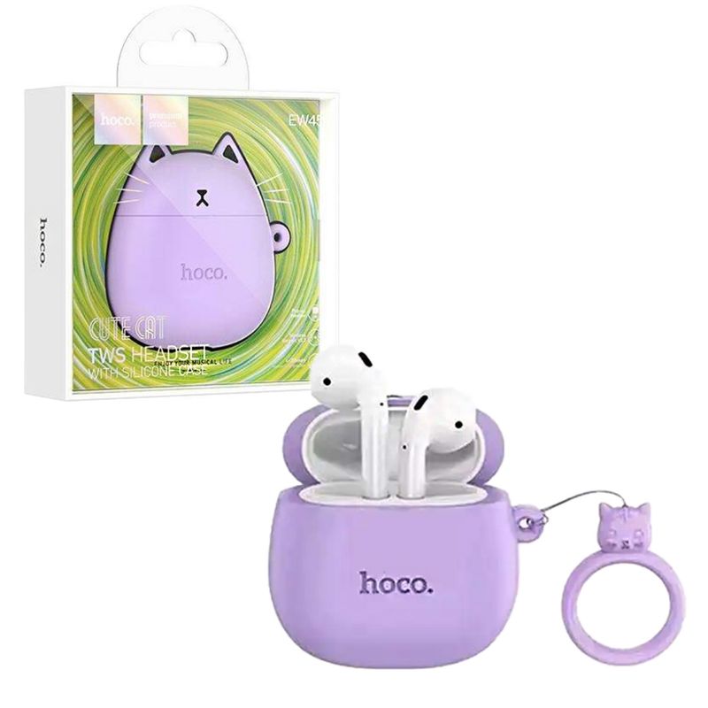 EWTTO - Audifonos Bluetooth Tws Hoco Ew45 Gato Color Lila