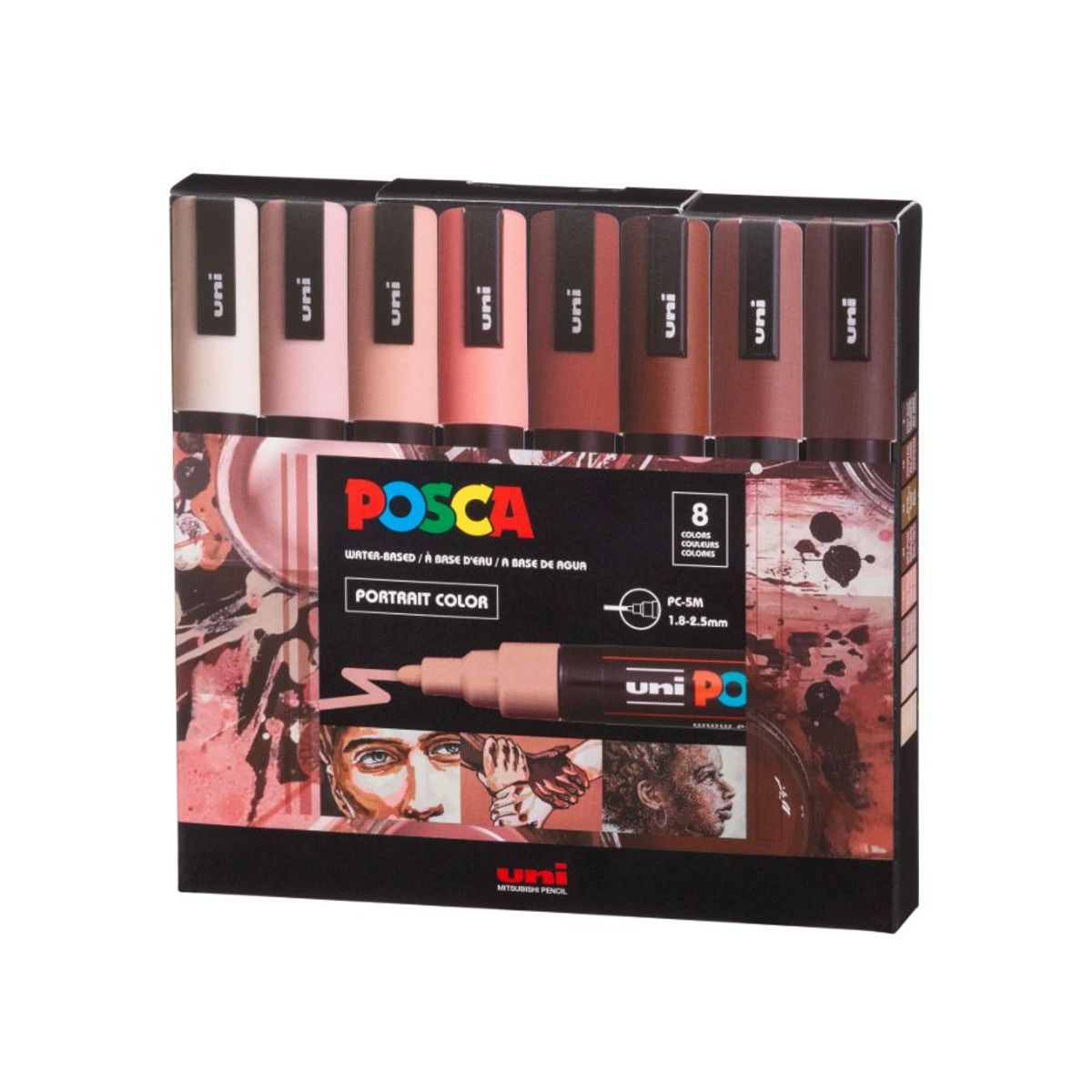 POSCA - POSCA Pack PC-5M 8C Portrait Color Nueva Presentación X8   