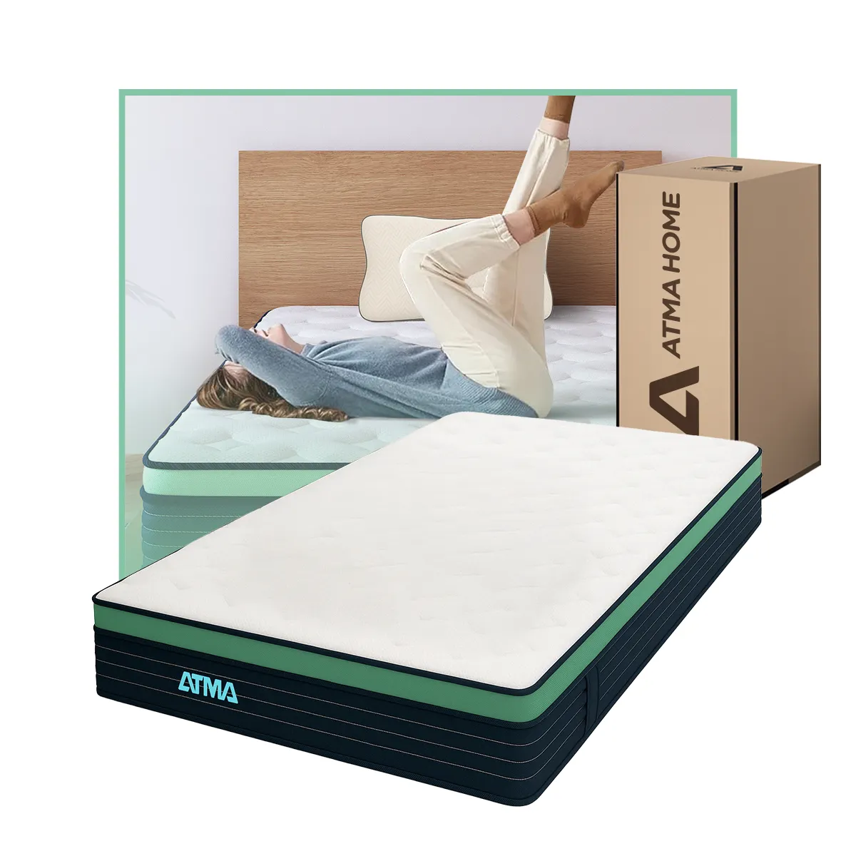 ATMA - Colchón Atma One En Caja 1 Plaza 3 Capas De Espuma 20 Cm