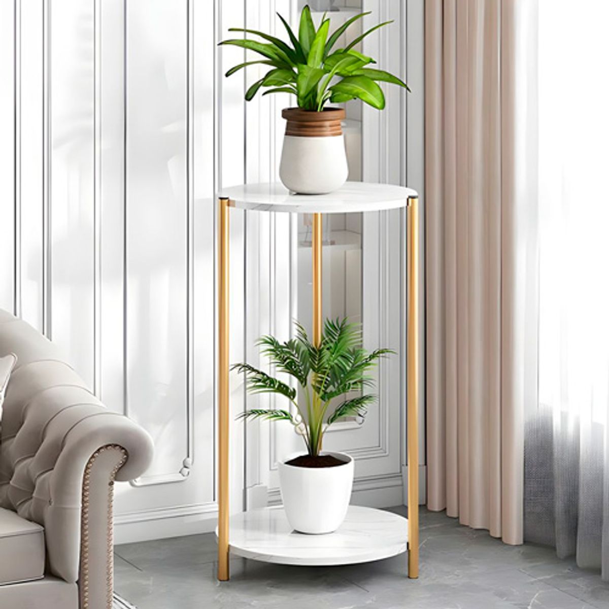 GENERICO - Mesa auxiliar Moderna y Elegante con Detalles tipo Mármol