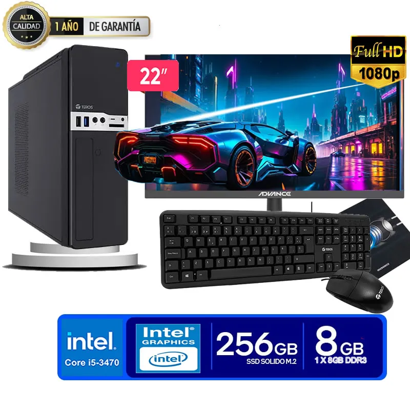 INTEL - Computadora Pc Intel Core i5 3470  Monitor 22 fhd' RAM 8GB SSD 256GB