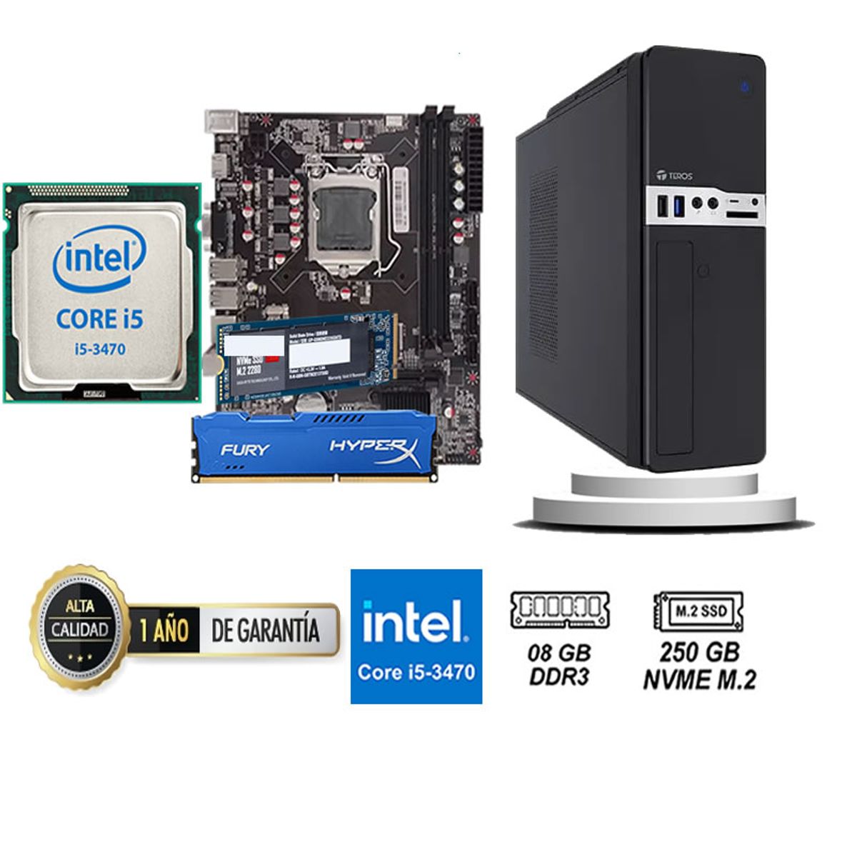 INTEL - Computadora Pc Intel Core i5 3470  Monitor 22 fhd' RAM 8GB SSD 256GB