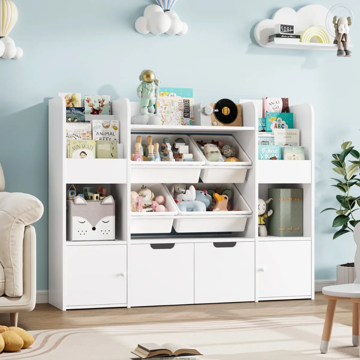 GENERICO - Estante Organizador Librero Juguetero Infantil Amir Blanco Muebles Gaudi