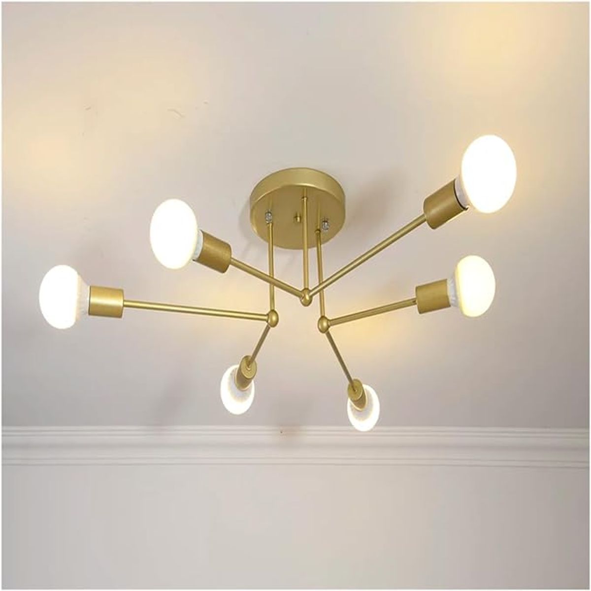GENERICO - Lámpara de Techo Moderna de 6 Luces con Diseño Minimalista Dorado