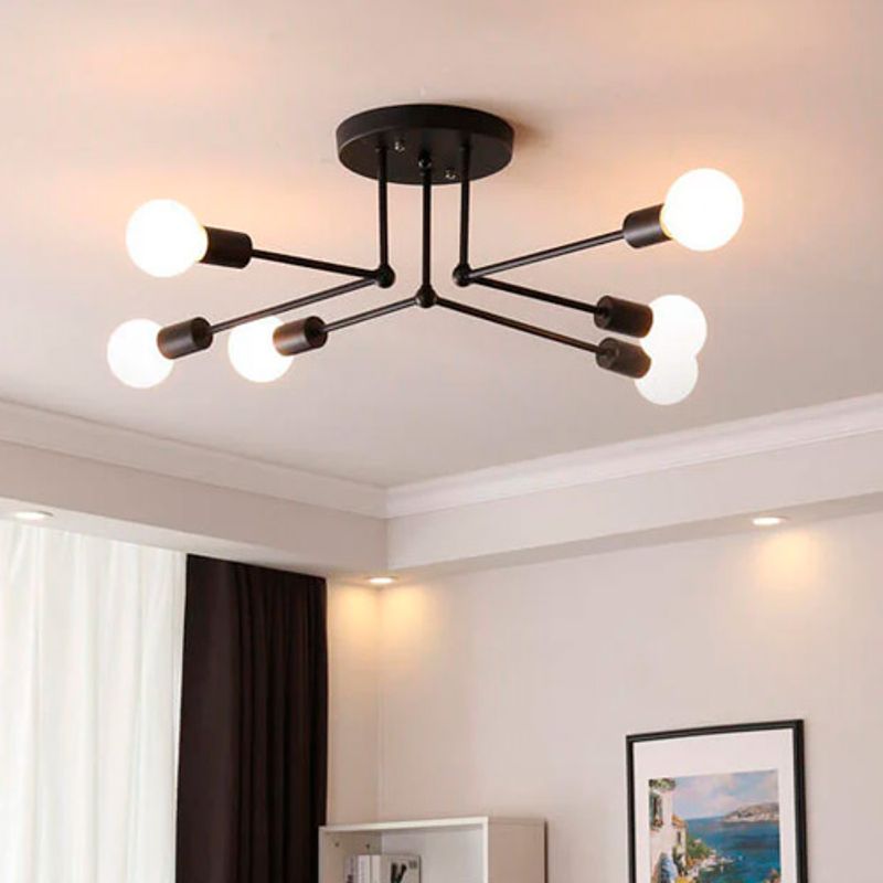 GENERICO - Lámpara de Techo Moderna de 6 Luces con Diseño Minimalista Negro