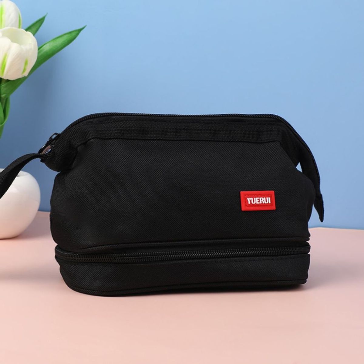 GENERICO - Cartuchera portalápices de 2 niveles - Negro