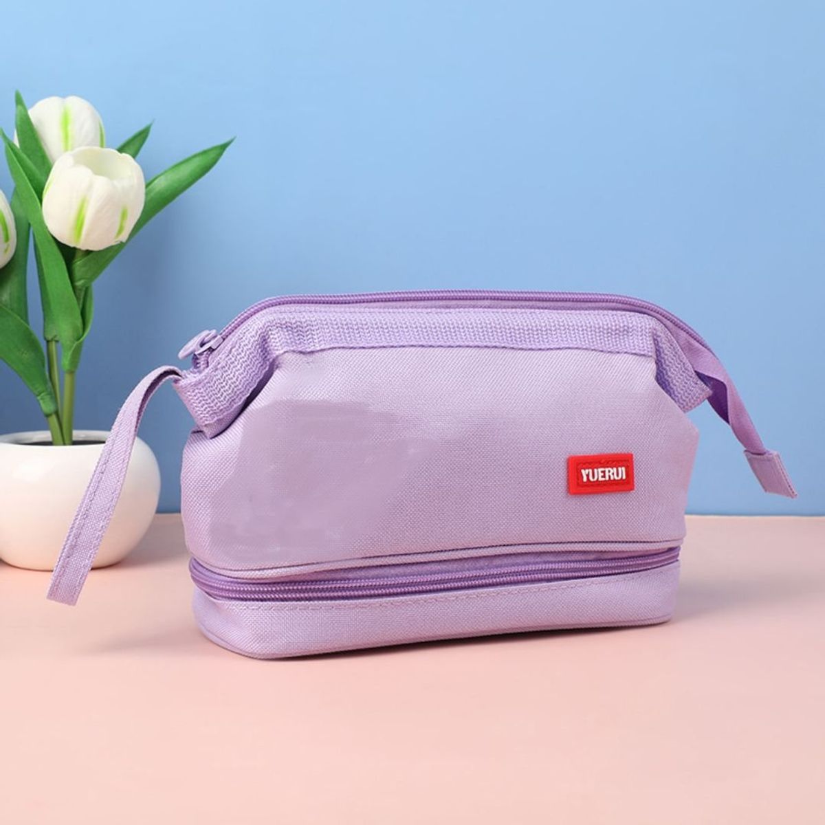 GENERICO - Cartuchera portalápices de 2 niveles - Lila