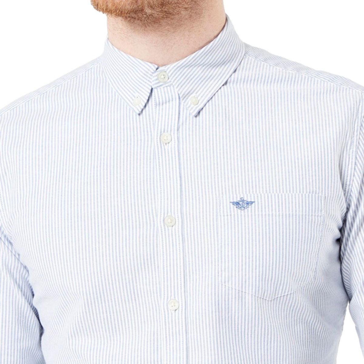 DOCKERS - Camisa Hombre Oxford Slim Fit Celeste Rayas Dockers