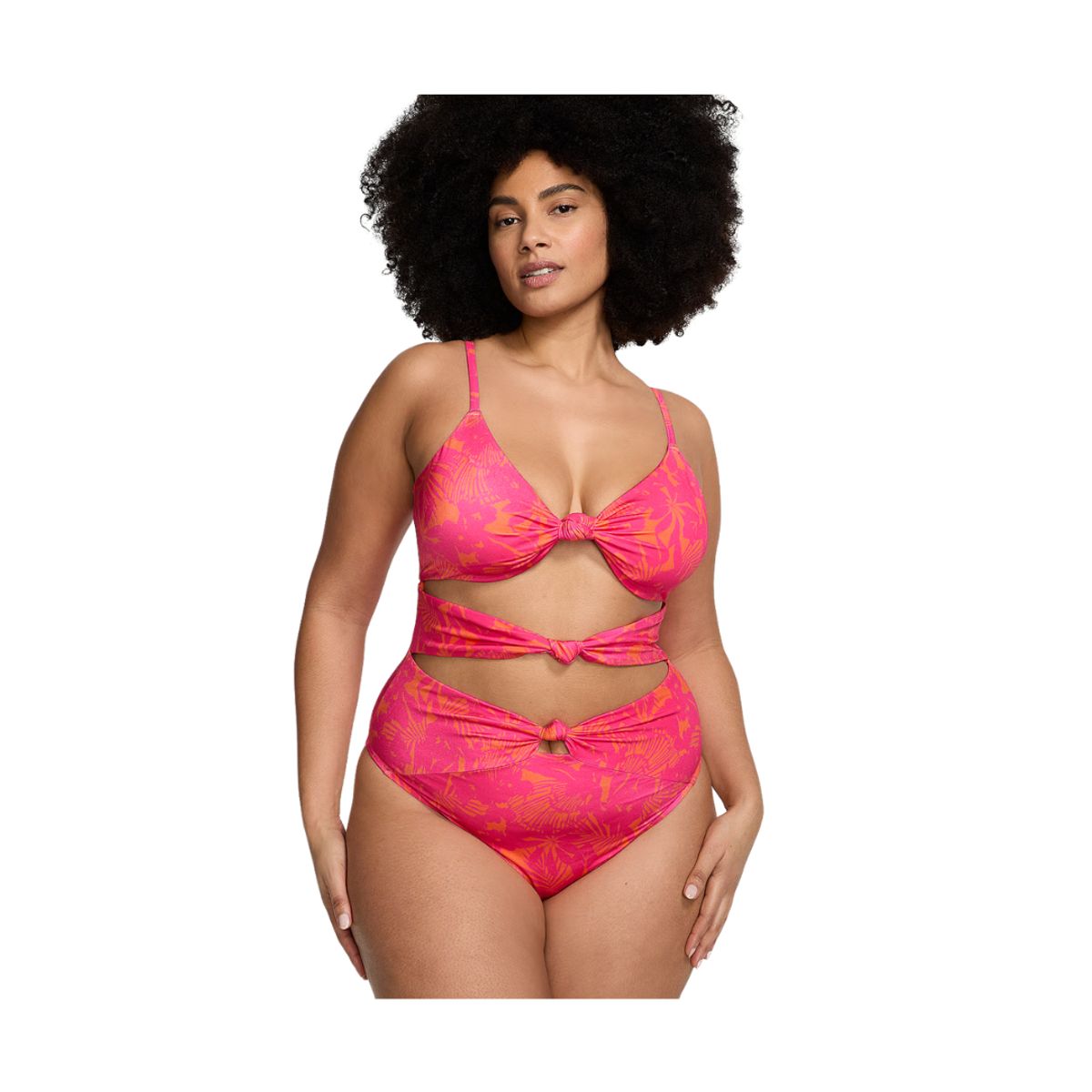 VICTORIA'S SECRET - TRAJE DE BAÑO TANKINI FUCSIA DE FLORES VICTORIAS SECRET