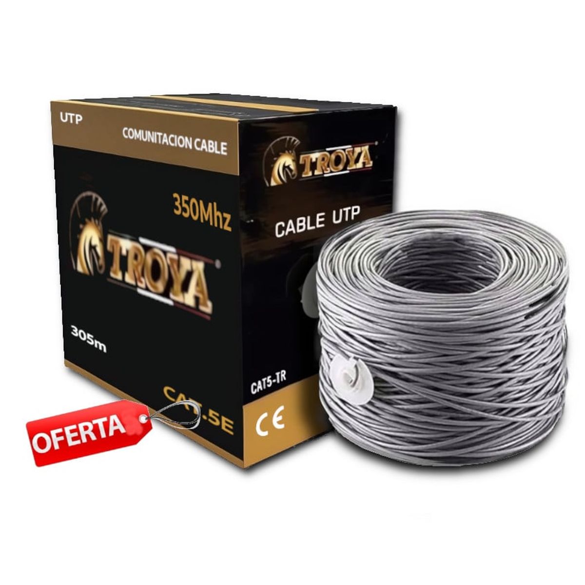 GENERICO - Cable Lan Red Internet Utp Rj45 TROYA Cat5e Cat 5 Cat5 Rollo 305m