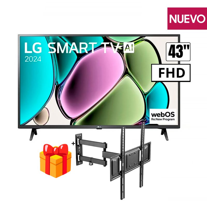 LG - Televisor LG 43 Led FULL HD Smart TV Thinq AI 43LR6000PSA + RACK MOVIL