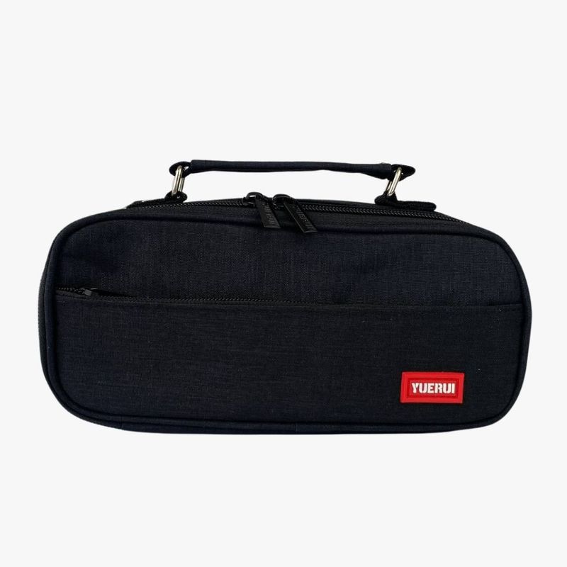 GENERICO - Cartuchera portalápices doble cierre con asa - Negro