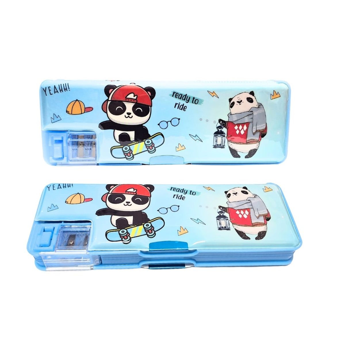 GENERICO - Cartuchera Oso Panda Celeste Imantada con Tajador