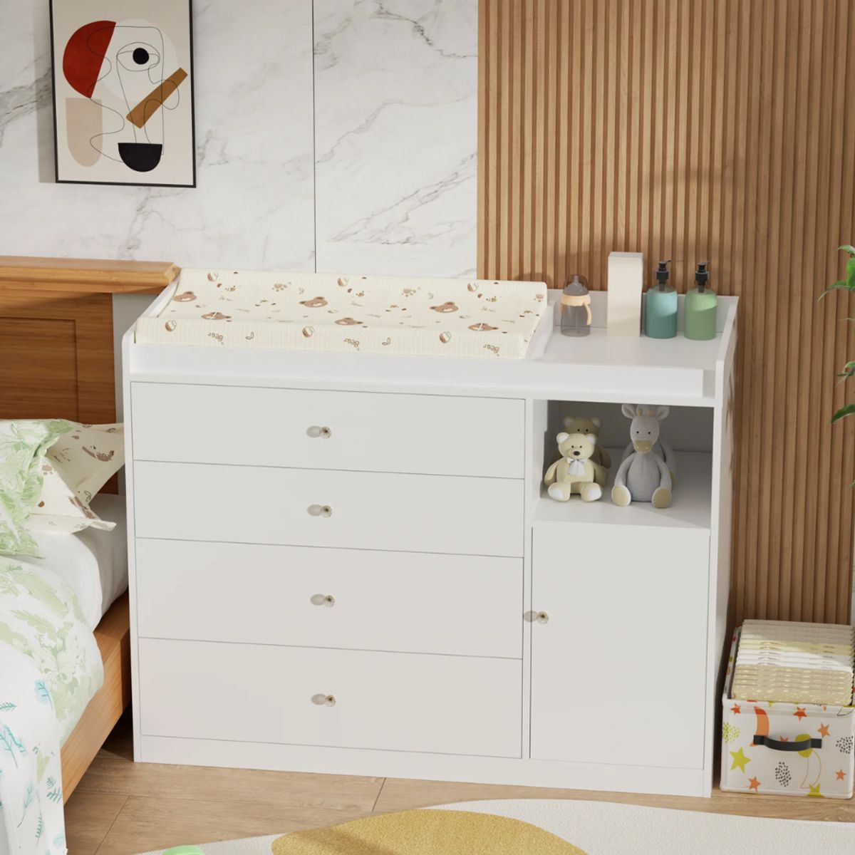 GENERICO - Comoda Cambiador de Bebe Armado Inthi Blanco Muebles Gaudi