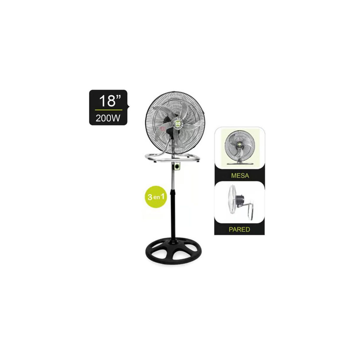 BOSSKO - Ventilador Bossko 3 en 1 de  200W BK-8219VI/NG - Paquete de 2 Unidades