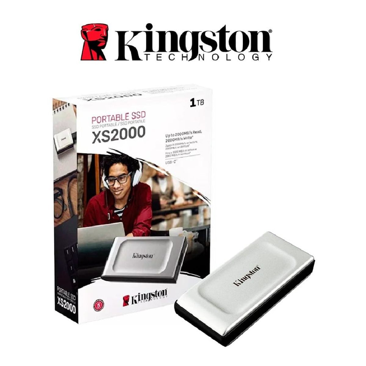 KINGSTON - Disco Sólido Externo Kingston XS2000 1TB - Plata - Portátil
