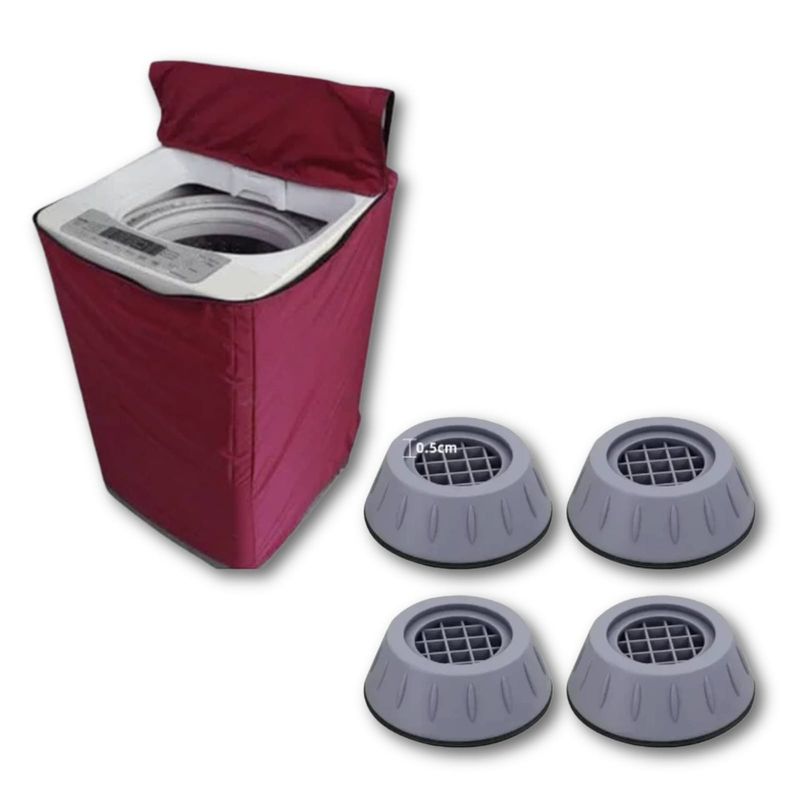 GENERICO - Funda Lavadora Lona color Vino 15-22 kg + 4 Soportes