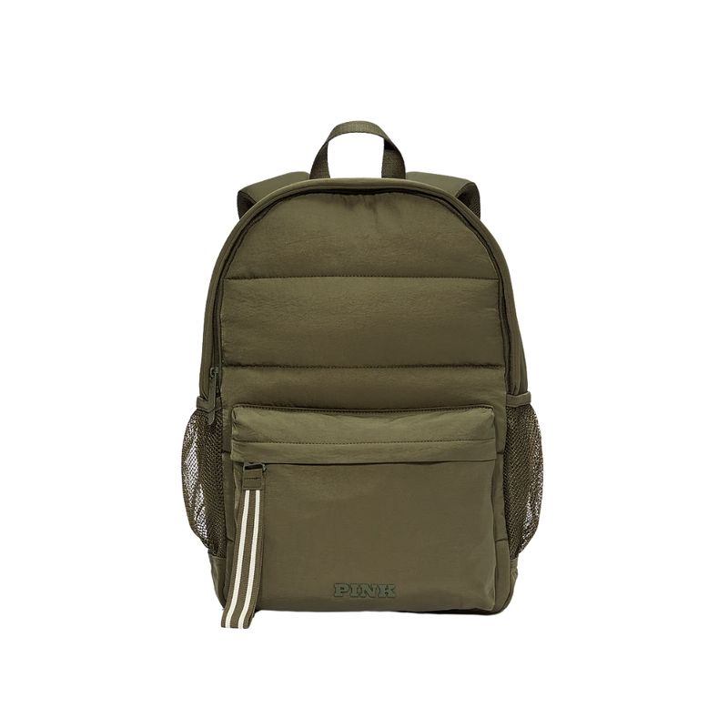 VICTORIA'S SECRET - MOCHILA ESTILO PUFFER VERDE  PINK VICTORIAS SECRET